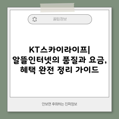 KT스카이라이프| 알뜰인터넷의 품질과 요금, 혜택 완전 정리 가이드