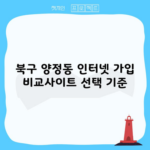 북구 양정동 인터넷 가입 비교사이트 선택 기준