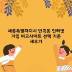 세종특별자치시 반곡동 인터넷 가입 비교사이트 선택 기준 세우기