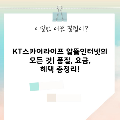 KT스카이라이프 알뜰인터넷의 모든 것| 품질, 요금, 혜택 총정리!