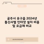 공주시 유구읍 2024년 통신사별 인터넷 설치 비용 및 요금제 비교