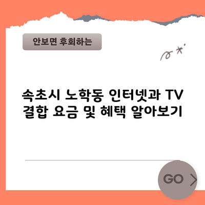 속초시 노학동 인터넷과 TV 결합 요금 및 혜택 알아보기