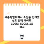 세종특별자치시 소담동 인터넷 속도 선택 가이드: 100M, 500M, 1G 비교