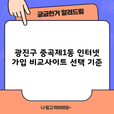 광진구 중곡제1동 인터넷 가입 비교사이트 선택 기준