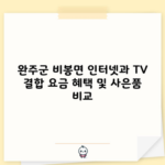 완주군 비봉면 인터넷과 TV 결합 요금 혜택 및 사은품 비교