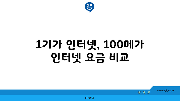 1기가 인터넷, 100메가 인터넷 요금 비교