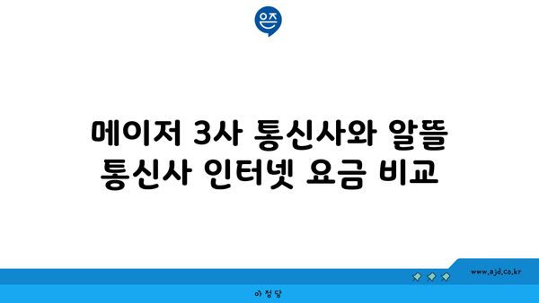 메이저 3사 통신사와 알뜰 통신사 인터넷 요금 비교