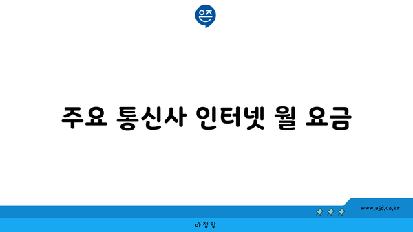 주요 통신사 인터넷 월 요금