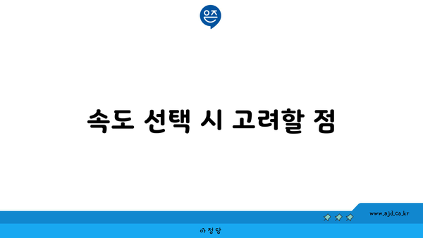 속도 선택 시 고려할 점