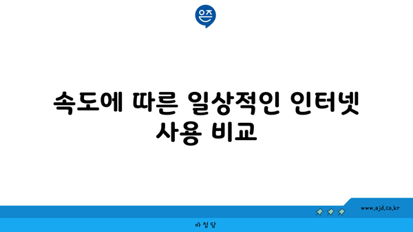 속도에 따른 일상적인 인터넷 사용 비교