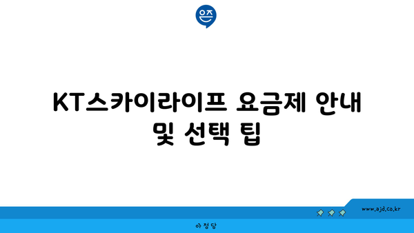 KT스카이라이프 요금제 안내 및 선택 팁