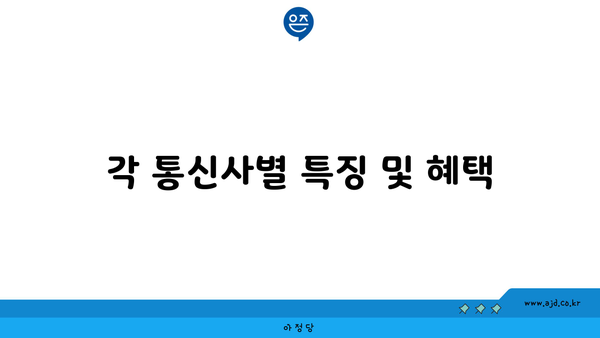 각 통신사별 특징 및 혜택