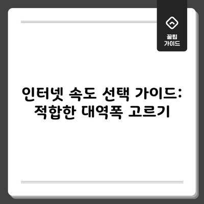 인터넷 속도 선택 가이드: 적합한 대역폭 고르기