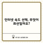 인터넷 속도 선택, 무엇이 최선일까요?