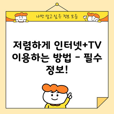 저렴하게 인터넷+TV 이용하는 방법 – 필수 정보!