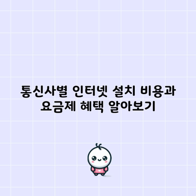 통신사별 인터넷 설치 비용과 요금제 혜택 알아보기