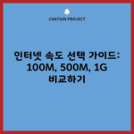 인터넷 속도 선택 가이드: 100M, 500M, 1G 비교하기