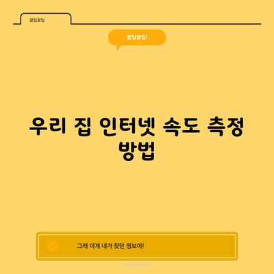 우리 집 인터넷 속도 측정 방법