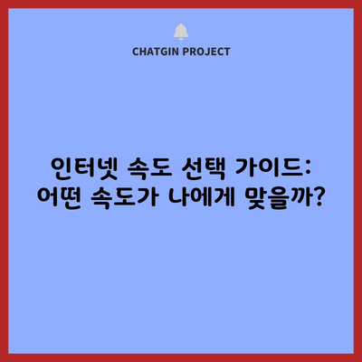 인터넷 속도 선택 가이드: 어떤 속도가 나에게 맞을까?