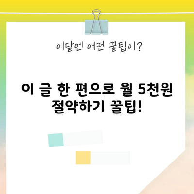 이 글 한 편으로 월 5천원 절약하기 꿀팁!