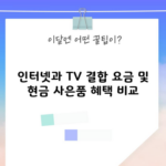 인터넷과 TV 결합 요금 및 현금 사은품 혜택 비교