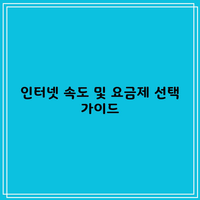 인터넷 속도 및 요금제 선택 가이드