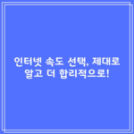 인터넷 속도 선택, 제대로 알고 더 합리적으로!