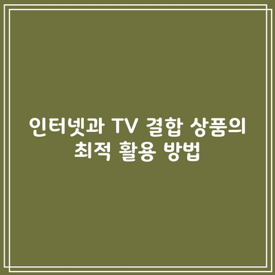 인터넷과 TV 결합 상품의 최적 활용 방법