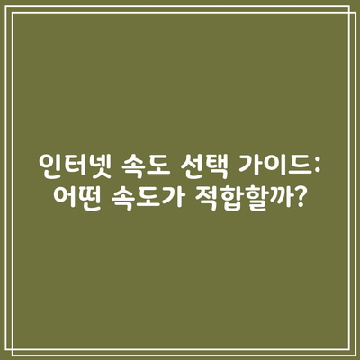 인터넷 속도 선택 가이드: 어떤 속도가 적합할까?