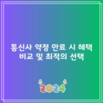 통신사 약정 만료 시 혜택 비교 및 최적의 선택