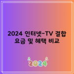 2024 인터넷-TV 결합 요금 및 혜택 비교