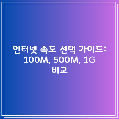 인터넷 속도 선택 가이드: 100M, 500M, 1G 비교