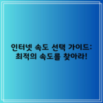 인터넷 속도 선택 가이드: 최적의 속도를 찾아라!