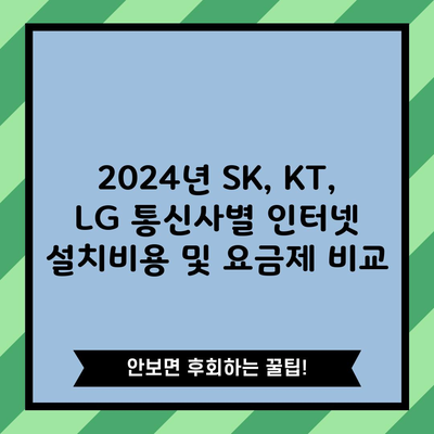 2024년 SK, KT, LG 통신사별 인터넷 설치비용 및 요금제 비교