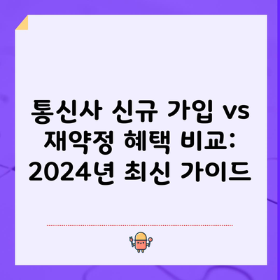 통신사 신규 가입 vs 재약정 혜택 비교: 2024년 최신 가이드