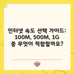 인터넷 속도 선택 가이드: 100M, 500M, 1G 중 무엇이 적합할까요?