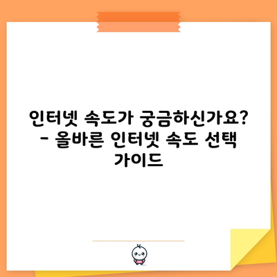 인터넷 속도가 궁금하신가요? – 올바른 인터넷 속도 선택 가이드