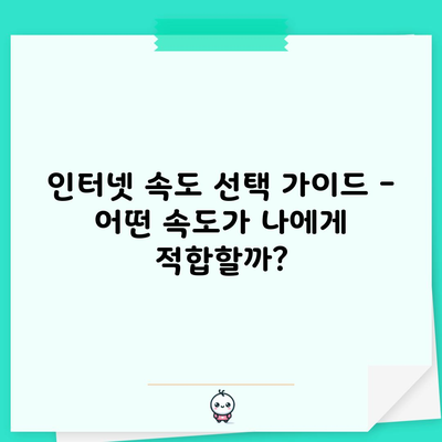 인터넷 속도 선택 가이드 – 어떤 속도가 나에게 적합할까?