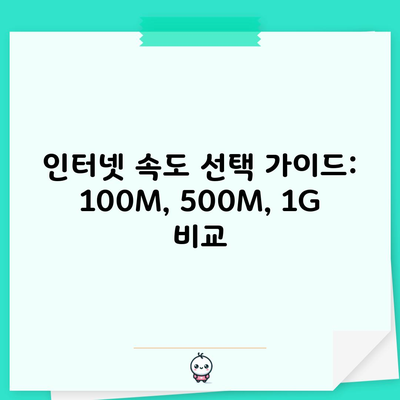 인터넷 속도 선택 가이드: 100M, 500M, 1G 비교