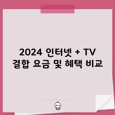 2024 인터넷 + TV 결합 요금 및 혜택 비교