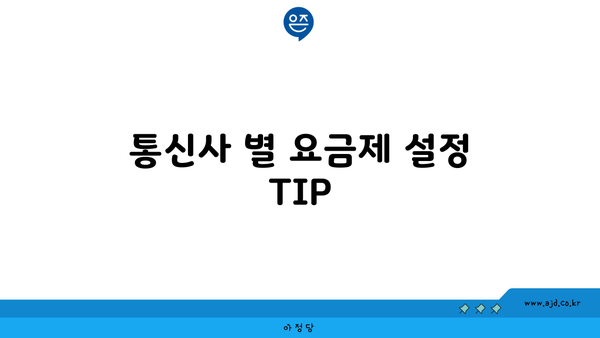 통신사 별 요금제 설정 TIP