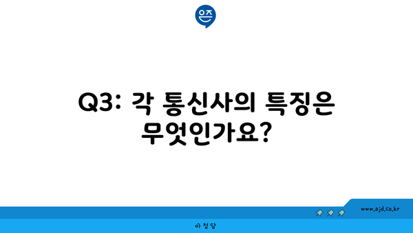 Q3: 각 통신사의 특징은 무엇인가요?