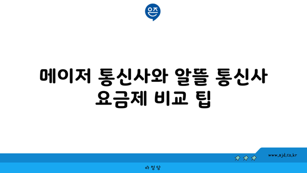 메이저 통신사와 알뜰 통신사 요금제 비교 팁