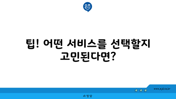 팁! 어떤 서비스를 선택할지 고민된다면?