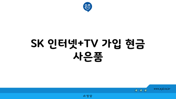 SK 인터넷+TV 가입 현금 사은품