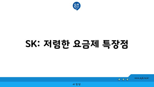 SK: 저렴한 요금제 특장점