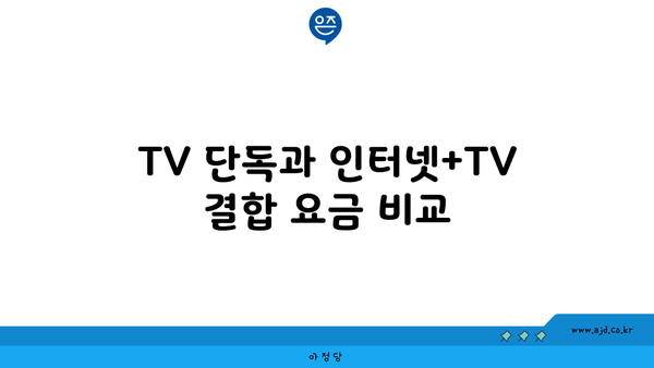 TV 단독과 인터넷+TV 결합 요금 비교