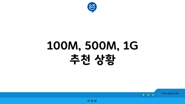 100M, 500M, 1G 추천 상황