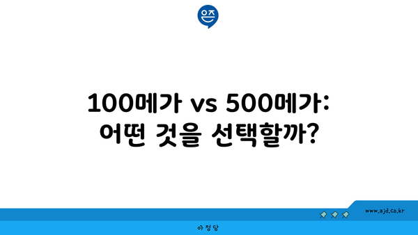 100메가 vs 500메가: 어떤 것을 선택할까?