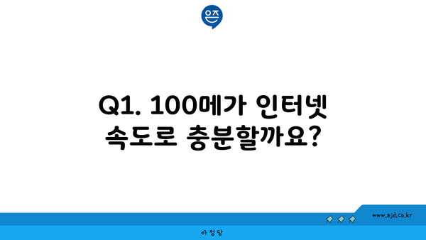 Q1. 100메가 인터넷 속도로 충분할까요?